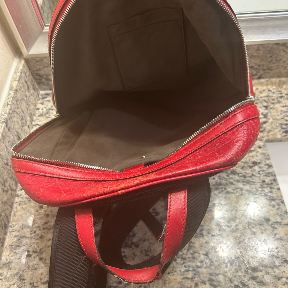 Gucci Red Leather Backpack - Picture 2 of 4